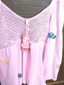 Pink Crochet Detail Top ✨💓