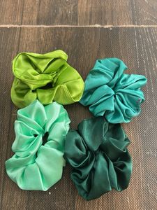 Satin Scrunchie Set Green combo