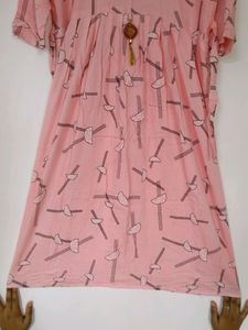 Pink Coloured Cotton Frock Like Kurti