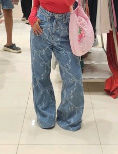 Printed Wide Leg Jeans