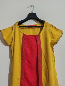 Printed Straight Layered Kurtha, Size:S