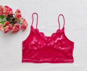 Shein : Pink Velvet Lace Cami Top