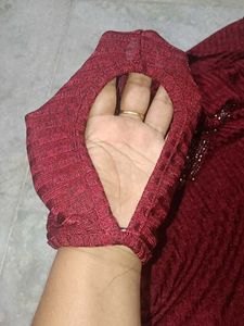 Zara Red Embellished Top