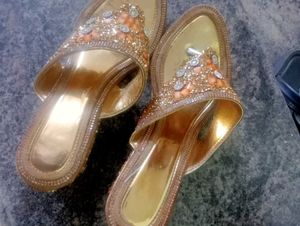 Beautiful Party Wear Golden  Colour Heel