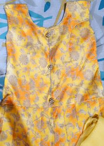 Beautiful Yellow Ethnic Gown With Red N Orange
