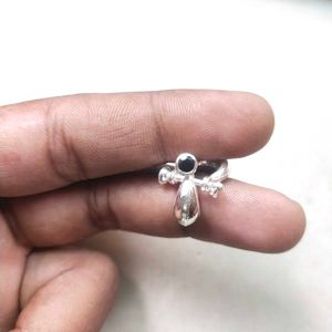 Pure Silver Black Dimond Bali Stud Earrings