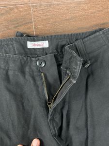Black Cargo Pants with Zipper Detail
