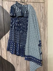 Blue Floral Ethnic Skirt
