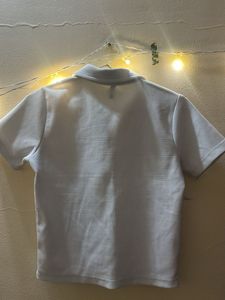 White Ribbed Polo Shirt