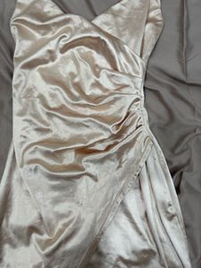 Champagne Satin Mini Dress