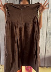Dark brown airline High Waist skirt with tie