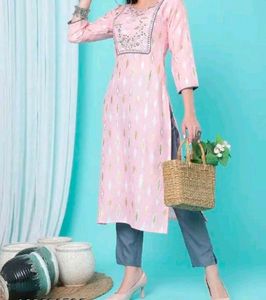Pink Embroidered Kurta Set