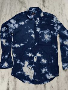 Men's Stylish Blue Tie-Dye Print Shirt