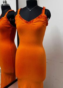 Zara Orange Midi Dress