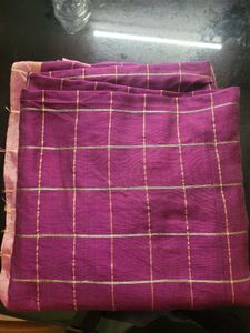 Saree ( purple colour gold check pattern sare