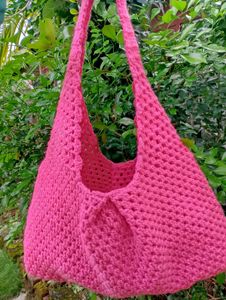 Pink Crochet Handbag