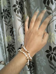 Pearls And Gold Coated Stars Bracelet