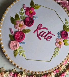 Custom Embroidered Name Hoop Art