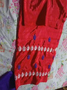 Unstitched Suit Purple and Red Colour Combine dres