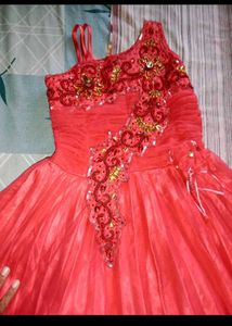 Coral Embellished Party Dress