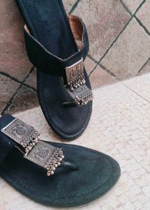 Black Flats with Silver Detail