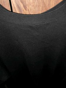 Fringe Detail Black Sweater