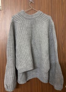 Gray Knit Pullover Sweater