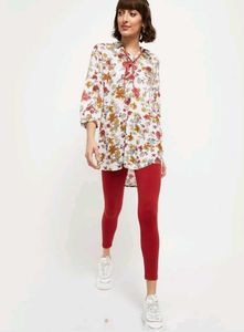 High Ankle Length Brick Red Leggings