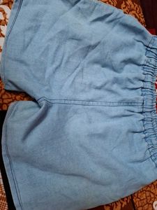 Graphic Print Denim Shorts