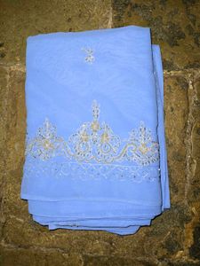 Elegant Blue Zardosi Zari Work Saree