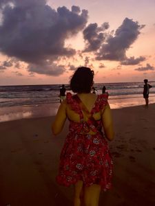Red Floral Backless Dress