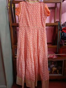 Coral &amp; Cream Embroidered Dress