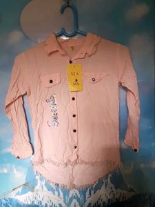 Peach Streachable Cotton Shirt