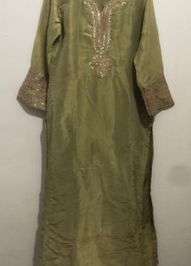 Olive Green Embellished Kurta