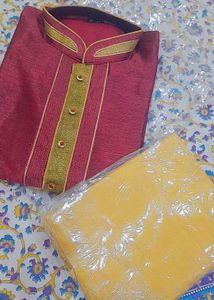 Maroon &amp; Gold Kurta Set