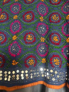 phulkari dupatta with Chanderi suit