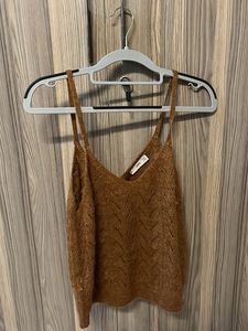 Brown Knit Cami Tank Top