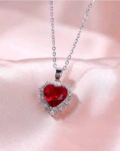 Elegant Red Crystal Heart Necklace