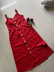 A Line Cotton Midi Dress