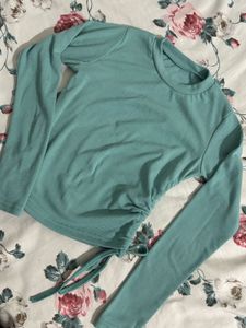 Teal Ruched Long Sleeve Top