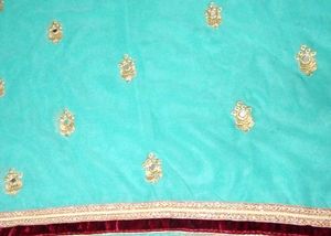 New Velvet Border Saree With Mirror Work