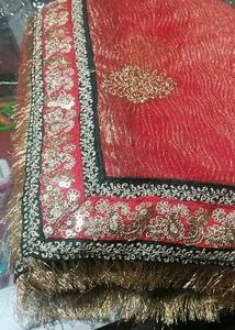 Stunning Red &amp; Gold Silk Blend Saree