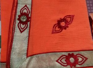 Orange Embroidered Sari