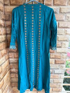 Teal Embroidered Kurta