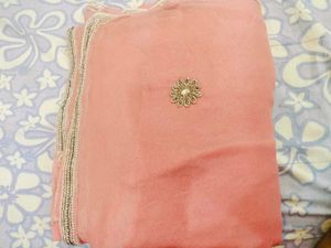 Pink Saree heavy hand work new with Blouse Piece