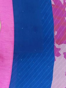 Pink &amp; Blue Floral Saree