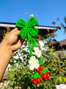Crocheted Strawberry Bow