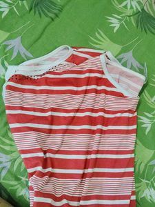 Red and White Striped Top