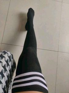 Black Knee High Striped Socks