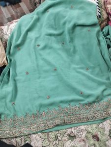 Sea Green zardozi suit set
